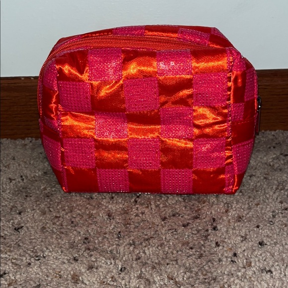 🌟5/$25 Sale🌟 Ulta Beauty Cosmetic Case Pink Orange Sequin Zipper Makeup Bag New - Picture 6 of 13